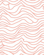 Coral Wavy Abstract Line Art Rug