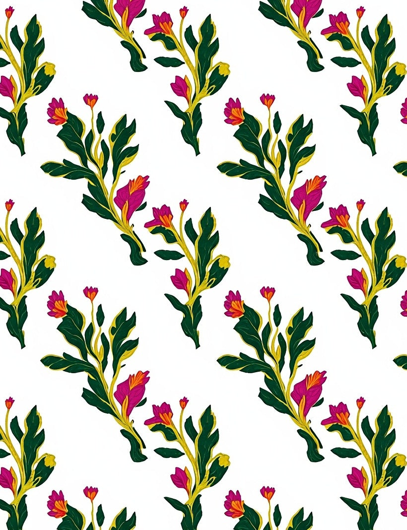 Vibrant Floral Branch Pattern Design Rug