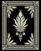 Cream Floral Frame with Centerpiece Rug