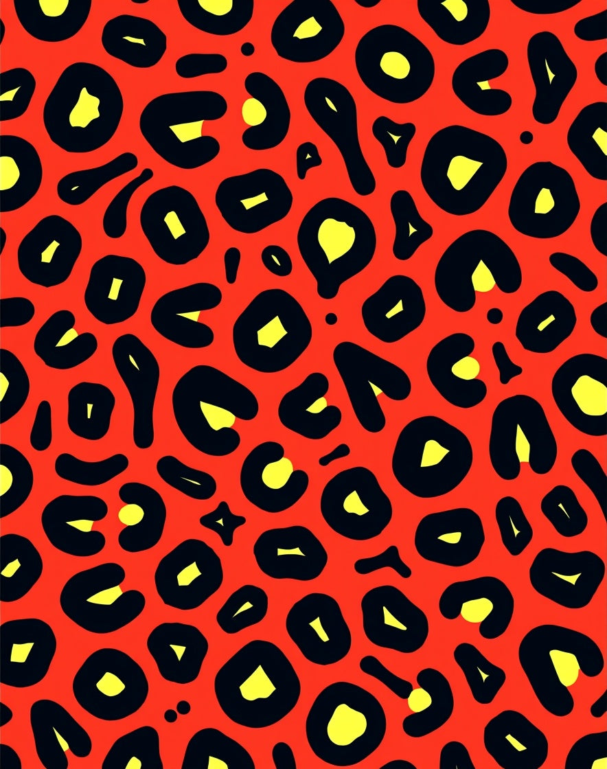 Vibrant Red Leopard Style Print Rug