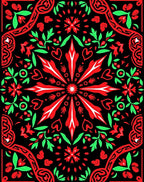 Crimson Black Floral Heart Collage Rug
