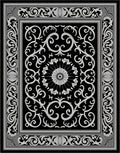 Black White Ornate Scrollwork Rug
