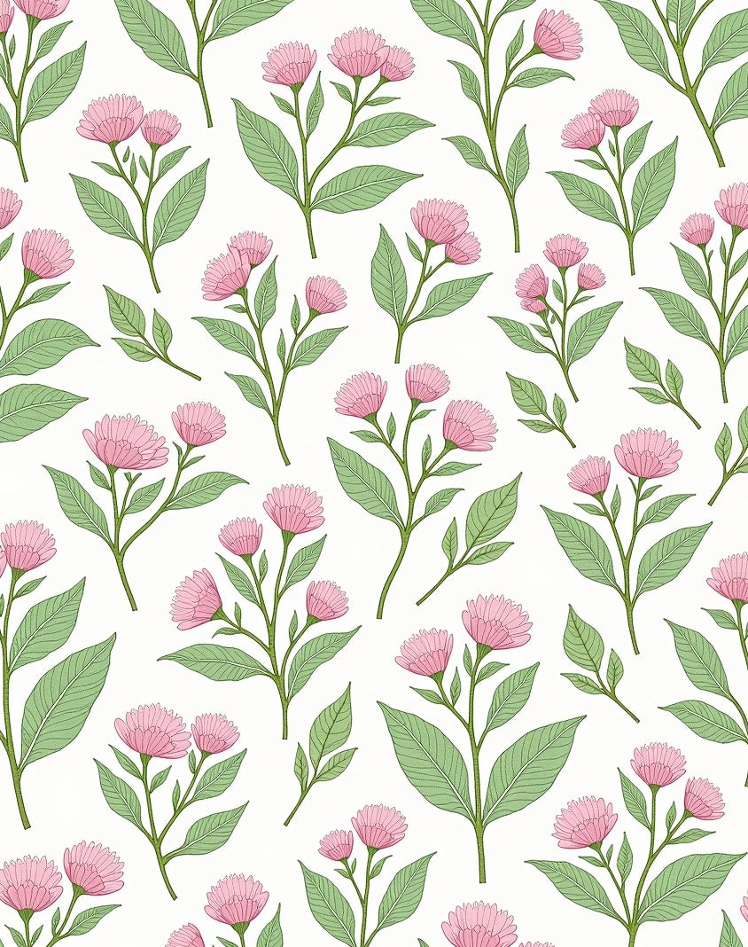 Pastel Pink Flowers Scattered Pattern Rug
