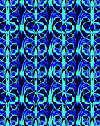 Abstract Blue Teal Geometric Pattern Rug