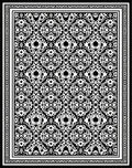 Ornate Black and White Floral Pattern Rug