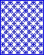 Blue White Floral Interlocking Pattern Rug