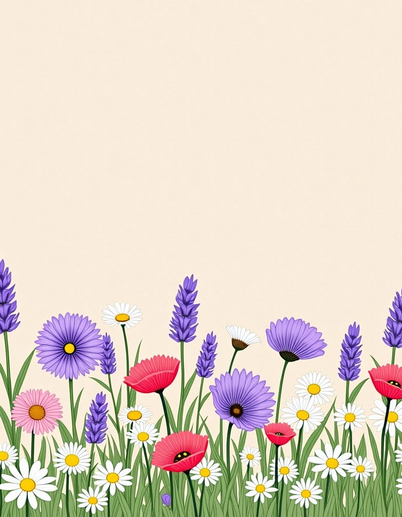 Whimsical Meadow Floral Garden Pattern Rug