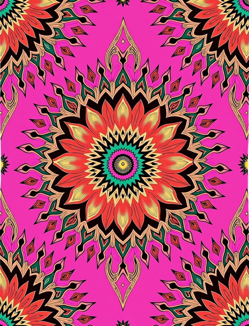 Radiant Floral Mandala Pattern Design Rug