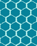 Aqua Hexagonal Pattern Abstract Design Rug