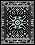Global Floral Geometric Black Rug