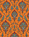 Vibrant Orange Floral Damask Rug