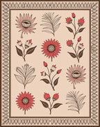 Folk Art Floral Botanical Collection Rug