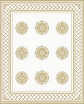Golden Floral Round Medallion Design Rug