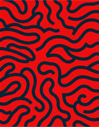 Bold Red Navy Swirls Pattern Rug