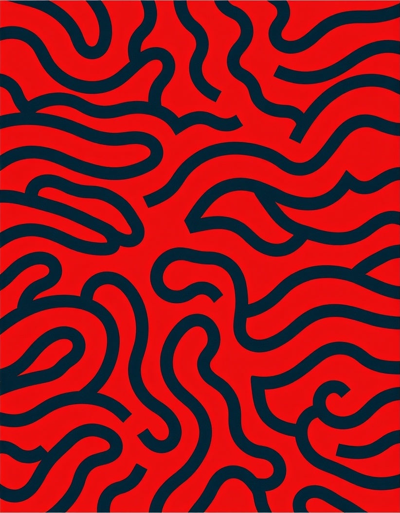 Bold Red Navy Swirls Pattern Rug