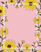 Sunny Yellow Floral Frame Rug