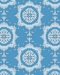 Blue Intricate Floral Sunburst Pattern Rug