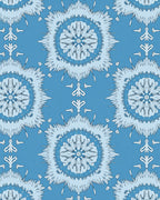Blue Intricate Floral Sunburst Pattern Rug