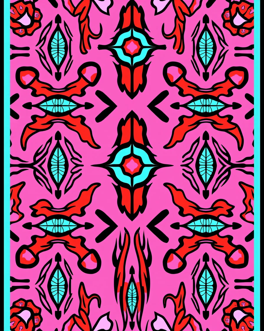 Bold Symmetric Floral Pattern Rug