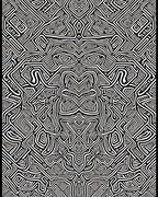 Abstract Black White Maze Pattern Rug