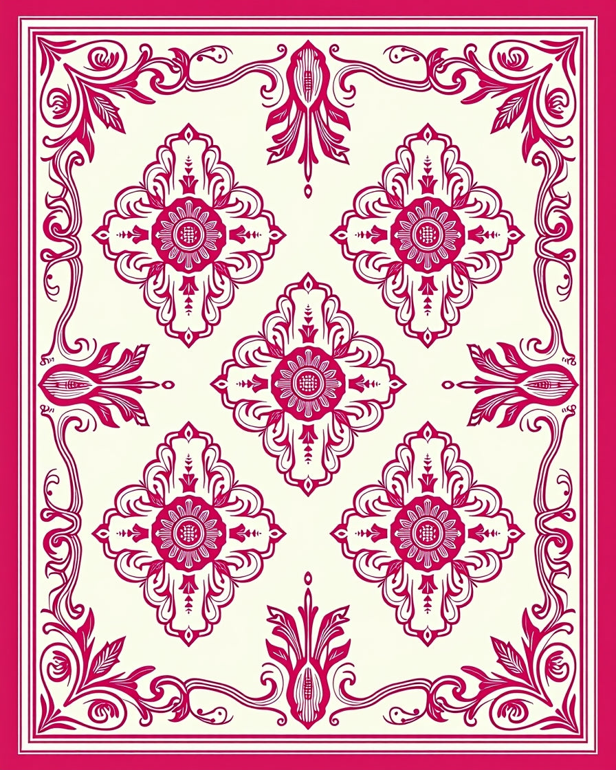 Ornate Floral Medallion Jacquard Pattern Rug