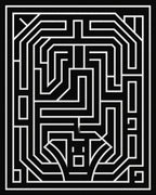 Geometric Maze Black And White Pattern Rug