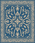 Antique Floral Patterned Blue Rug