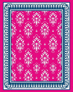 Vibrant Pink Damask Floral Pattern Rug