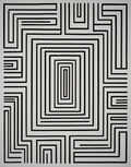 Minimalist Black White Maze Art Rug