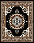 Ornate Radial Brown Black Pattern Rug
