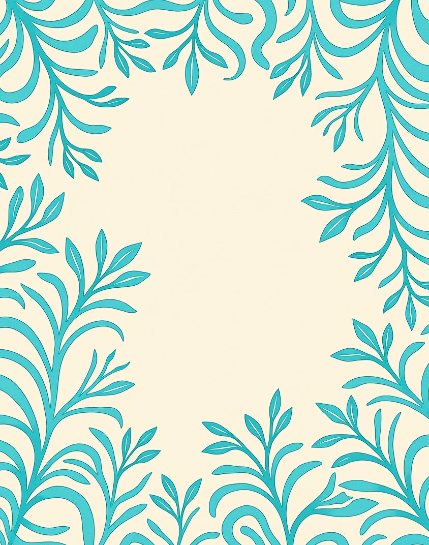 Turquoise Botanical Vines Pattern Rug