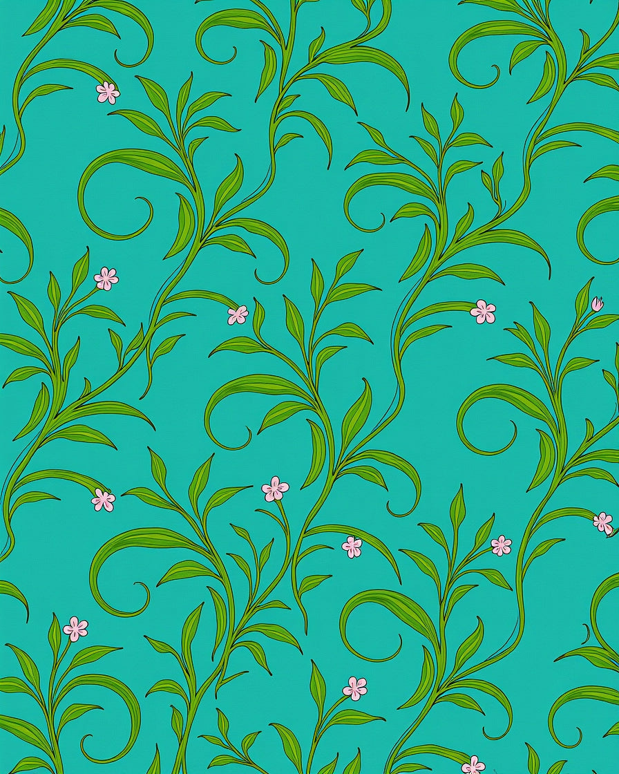 Art Nouveau Green Vine Floral Rug