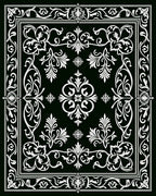 Elegant Black White Floral Scroll Rug