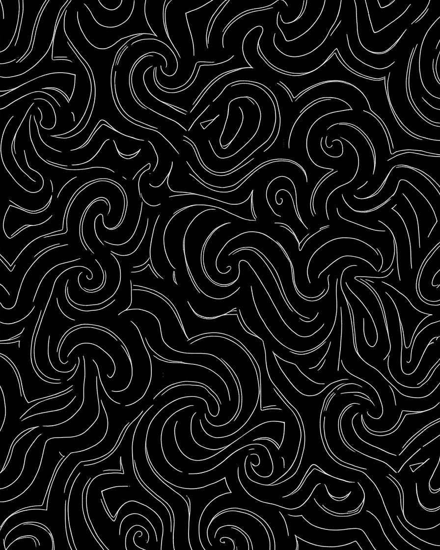 Black Swirls Abstract Pattern Rug
