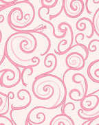 Pink Swirl Scroll Pattern Rug