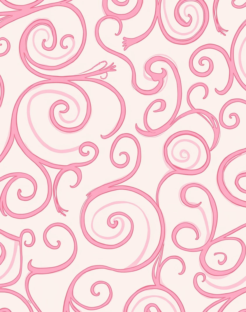 Pink Swirl Scroll Pattern Rug