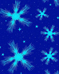 Cyan Starburst Pattern on Blue Background Rug