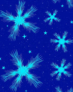 Cyan Starburst Pattern on Blue Background Rug