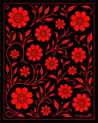Red Floral Vine Pattern Rug