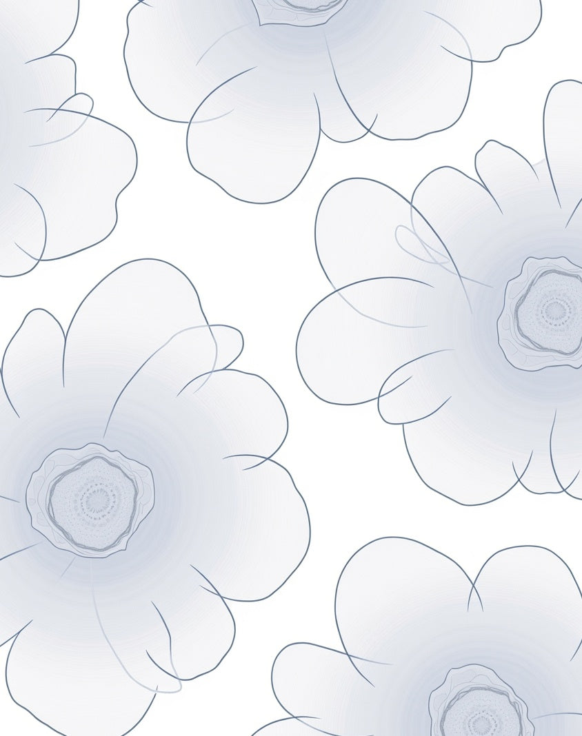 Light Blue Gradient Floral Pattern Rug
