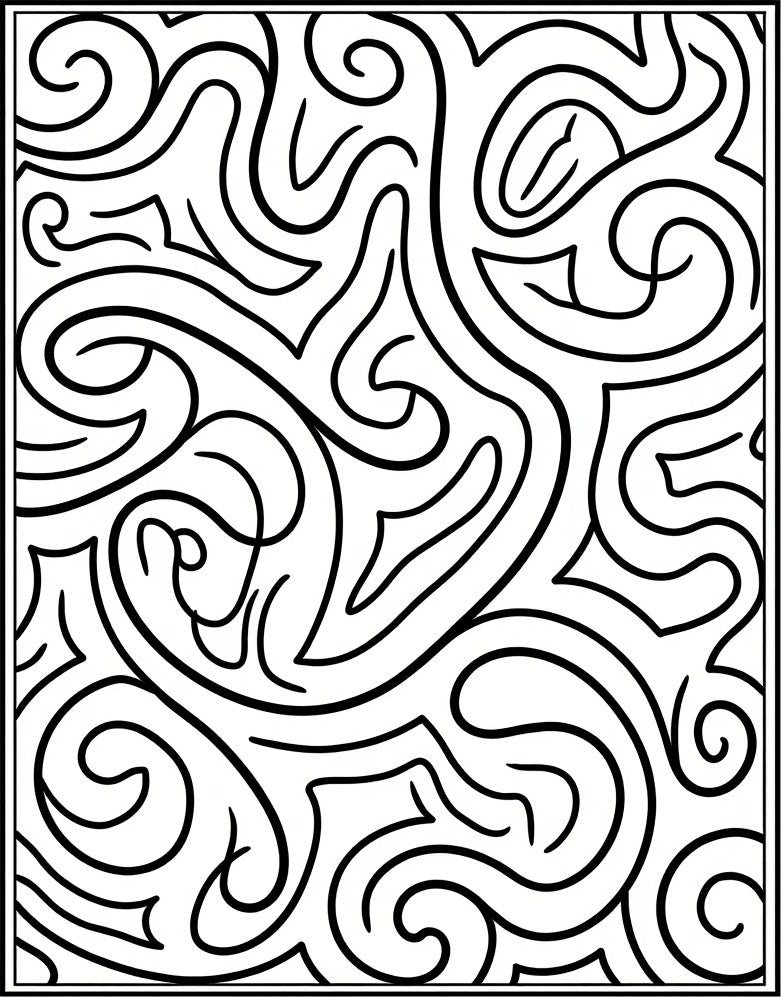 Swirling Abstract Black White Design Rug