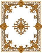 Golden Ornate Scrollwork Filigree Pattern Rug
