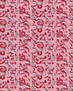 Playful Pink Red Swirl Pattern Rug