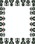 Black White Red Floral Border Rug