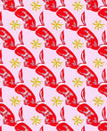 Vibrant Red Bunny Star Burst Rug