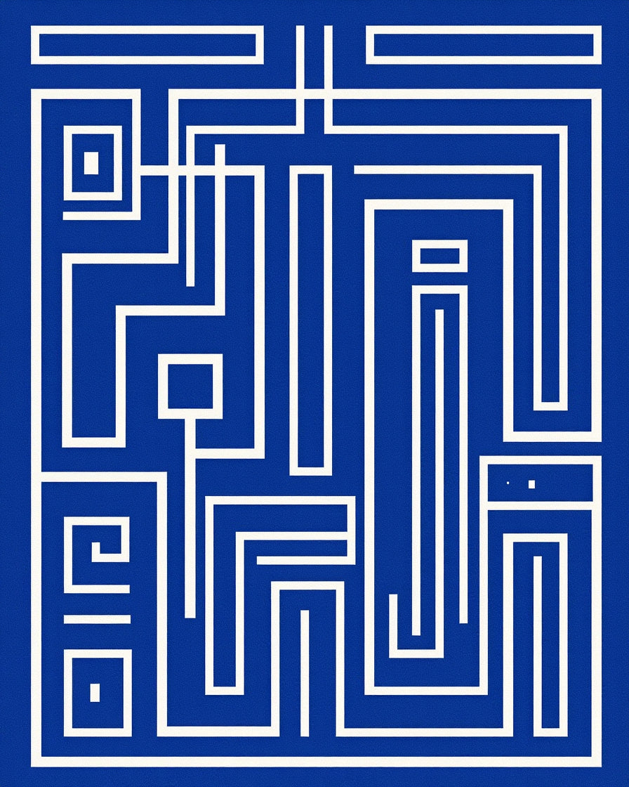 Modern Abstract Geometric Maze Design Rug