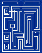 Modern Abstract Geometric Maze Design Rug
