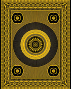 Bold Sunburst Floral Black Yellow Rug