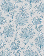 Detailed Blue Floral Swirl Motif Rug