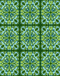 Green Blue Floral Ornate Pattern Rug